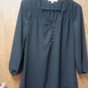 Black Rainn Black Button-Detail Blouse